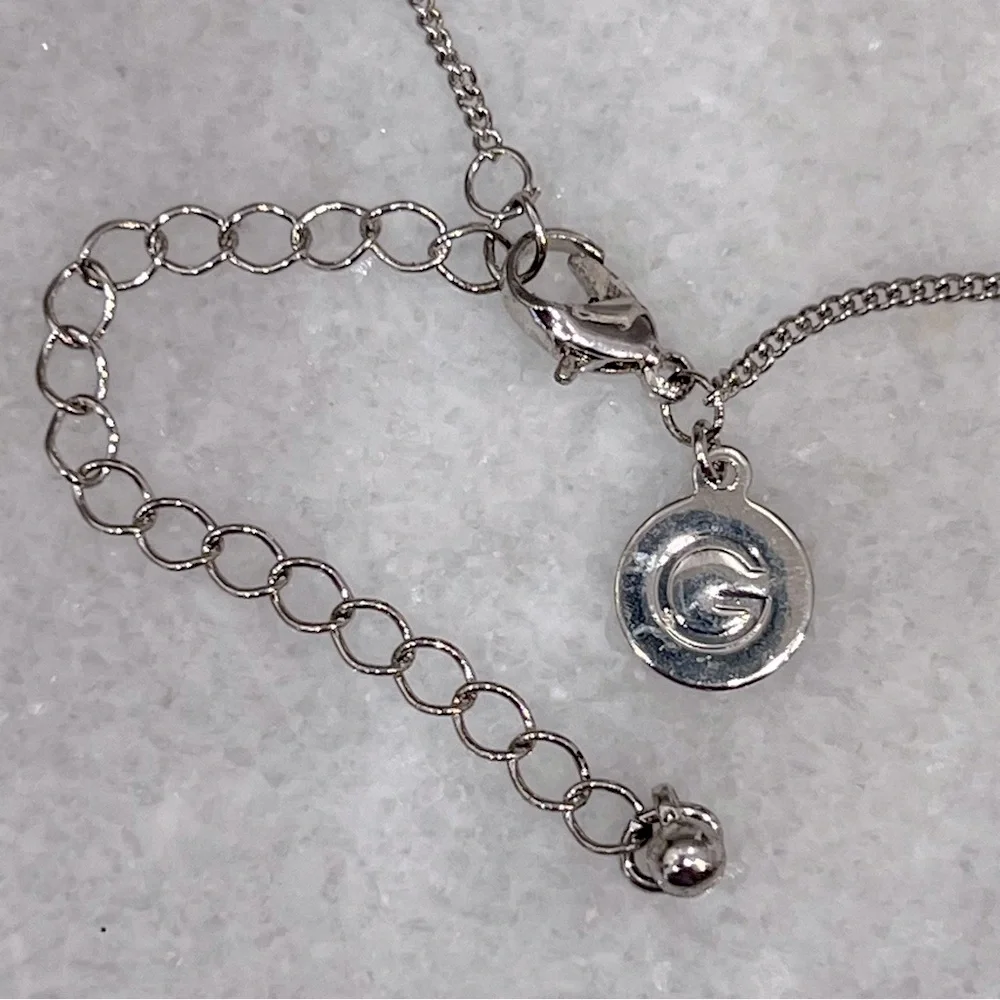 GUESS Silver Rhinestone Initial 'D' Necklace - Picture 10 of 11